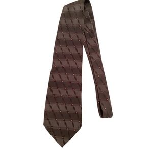 Bill Blass Black Label Mens Silk Tie Grey Burgundy Geometric Striped Necktie